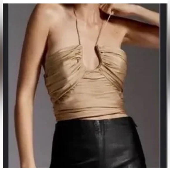 NWT ZARA Nude Halter Crop Top - Picture 2 of 6